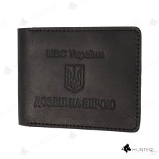 Обкладинка для документів шкіра Крейзі "Дозвіл на зброю" Чорний