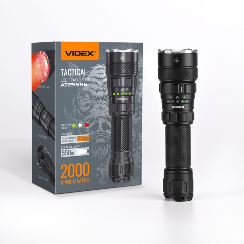Ліхтар тактичний Videx VLF-AT255RG (2000Lm) біле, зелене, червоне світло